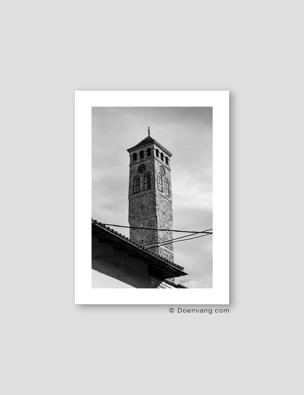 Sarajevo klokketårn, sort og hvid | Bosnien 2021